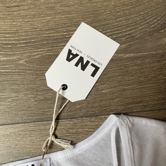LNA Deep V Strappy Tee T-Shirt Short Sleeve Semi Sheer Relaxed fit White Size XS - Picture 8 of 11